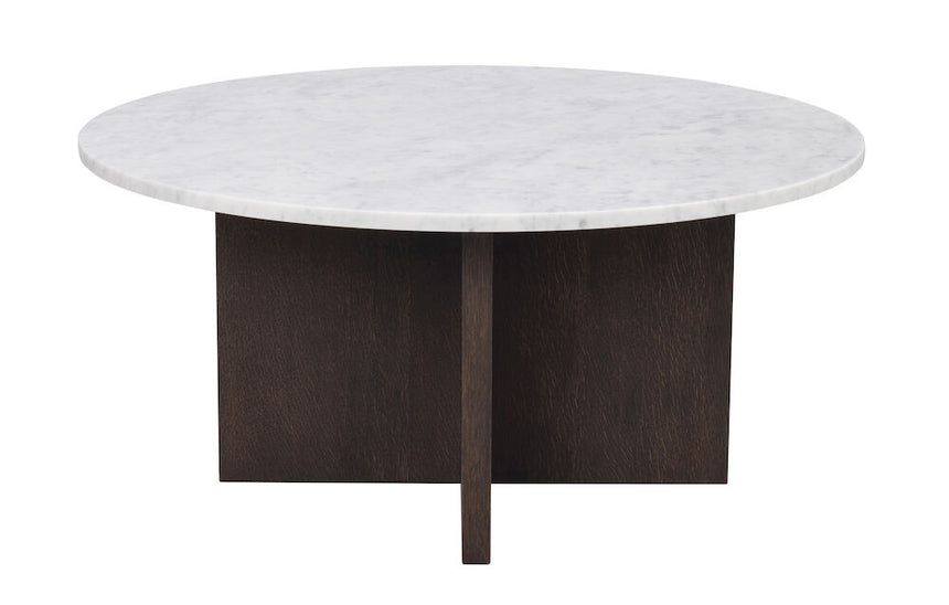 BROOKSVILLE Couchtisch Rund Marmor Weiß/Braun 90x90x42cm - ZEN ZONE Furniture
