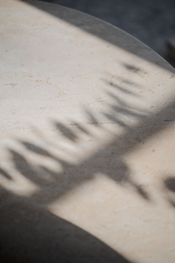 TARANSAY Couchtisch Rund Beige/braun 60x60x40cm - ZEN ZONE Furniture