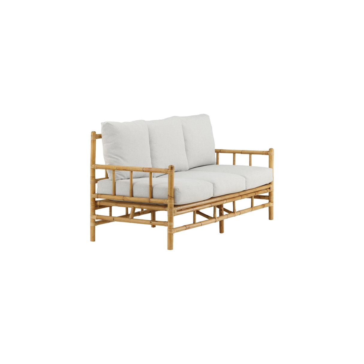 Cane 3-Sitzer Sofa - Bambus / Graues Kissen - ZEN ZONE Furniture