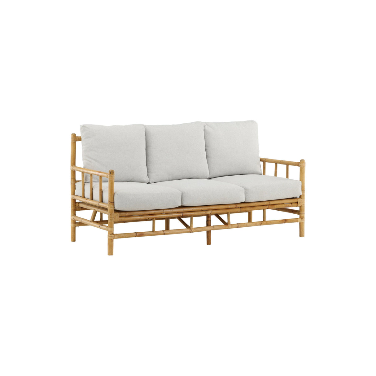 Cane 3-Sitzer Sofa - Bambus / Graues Kissen - ZEN ZONE Furniture