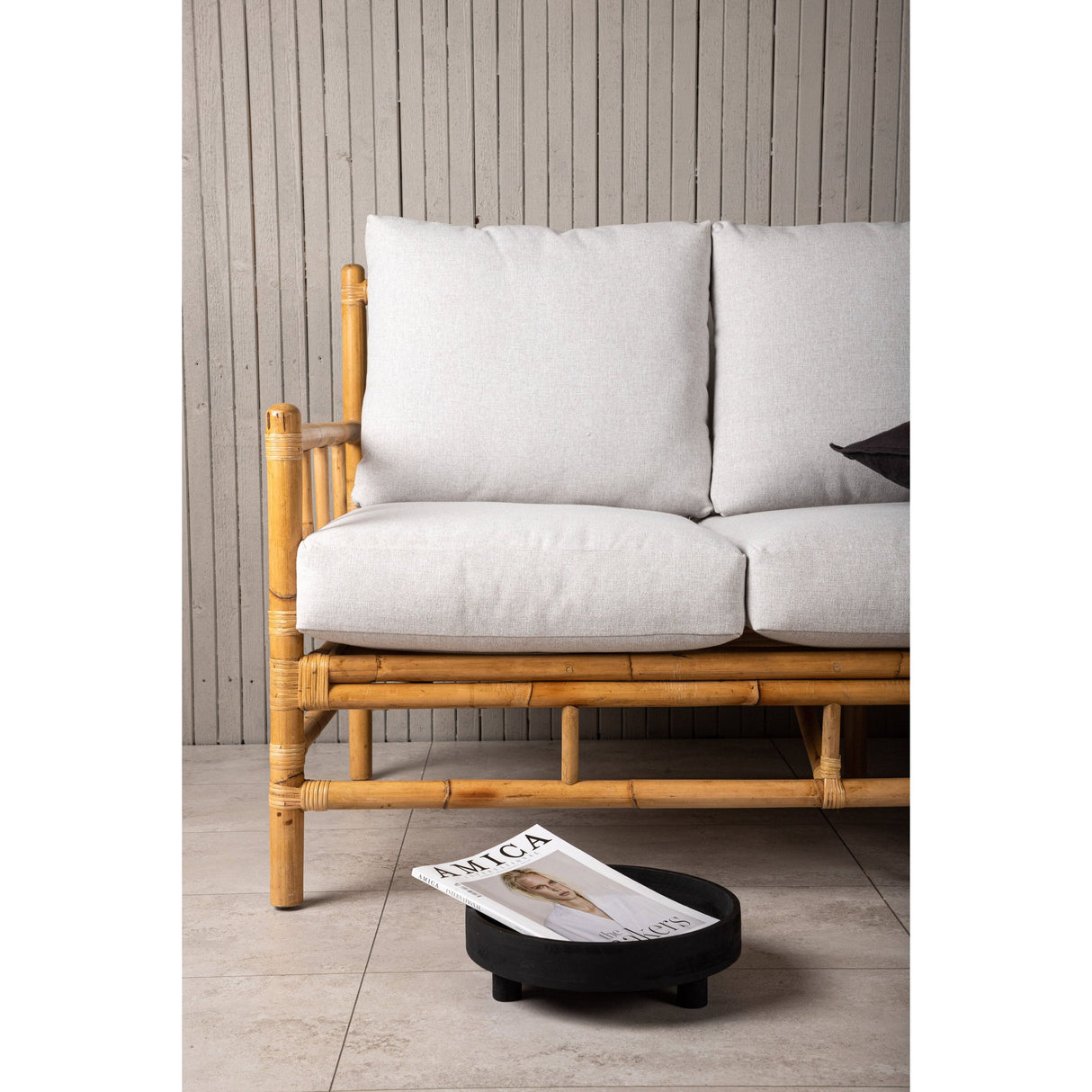 Cane 3-Sitzer Sofa - Bambus / Graues Kissen - ZEN ZONE Furniture