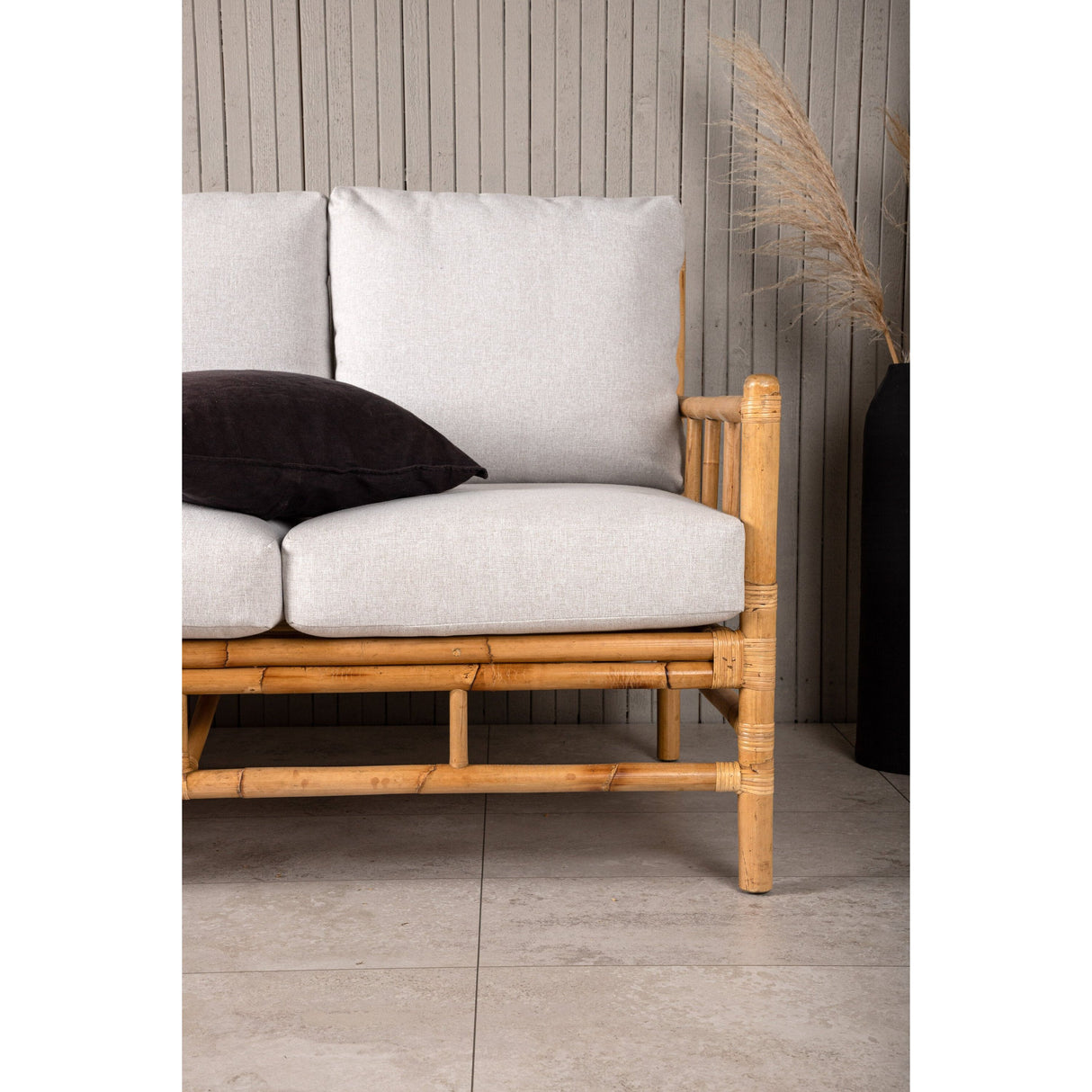 Cane 3-Sitzer Sofa - Bambus / Graues Kissen - ZEN ZONE Furniture