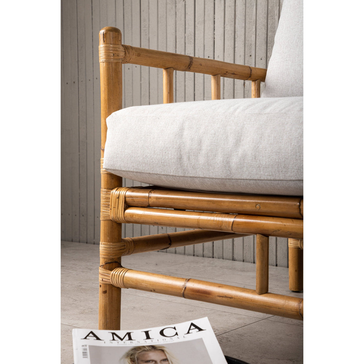 Cane 3-Sitzer Sofa - Bambus / Graues Kissen - ZEN ZONE Furniture