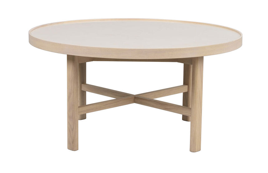 MARSDEN Couchtisch Rund Beige/Weiß pigmentiert 90x90x45cm - ZEN ZONE Furniture
