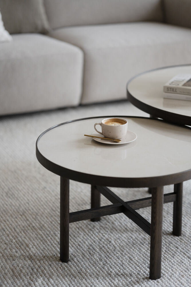 MARSDEN Couchtisch Rund Beige/braun 60x60x40cm - ZEN ZONE Furniture