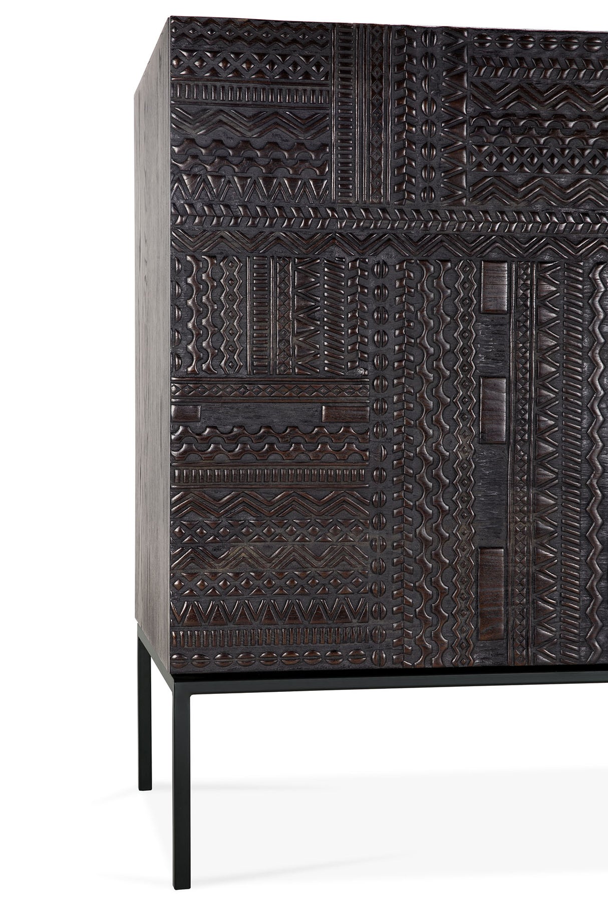 Tabwa Sideboard - lackiertes Teak - off black - 4 Türen - 200 x 45 x 85 cm - ZEN ZONE Furniture