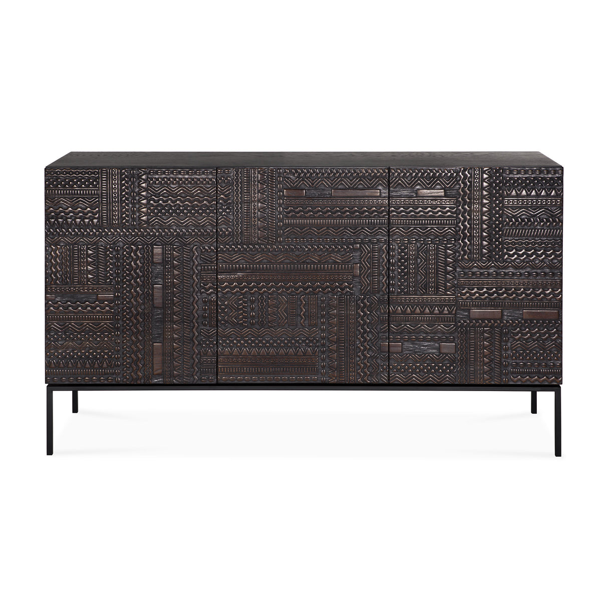 Tabwa Sideboard - lackiertes Teak - off black - 3 Türen - 150 x 45 x 85 cm - ZEN ZONE Furniture