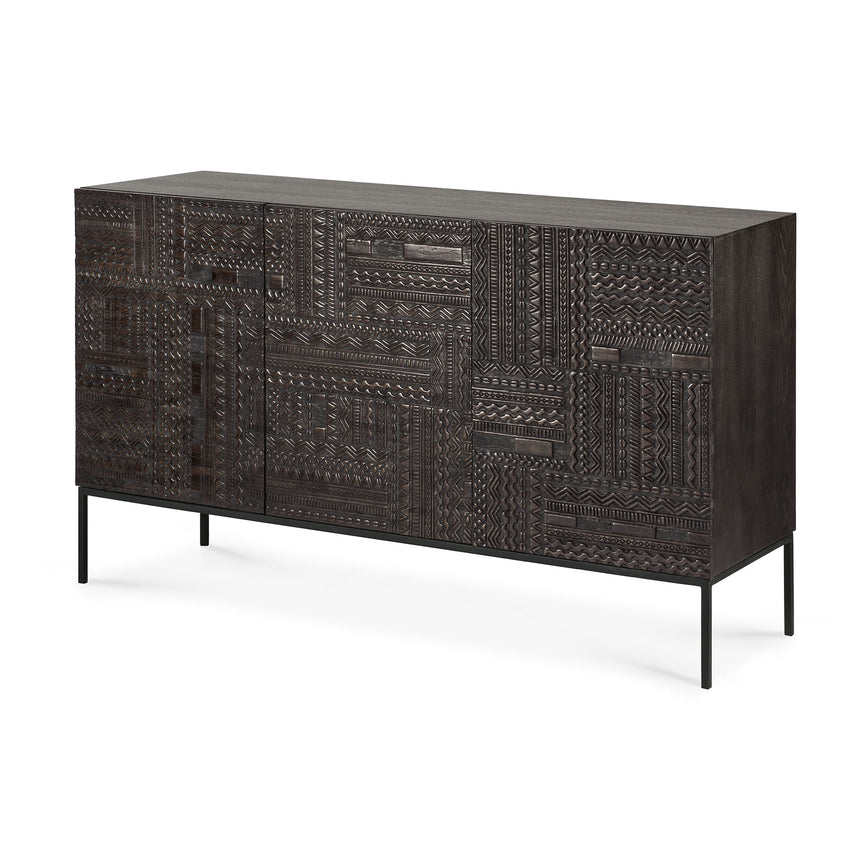 Tabwa Sideboard - lackiertes Teak - off black - 3 Türen - 150 x 45 x 85 cm - ZEN ZONE Furniture