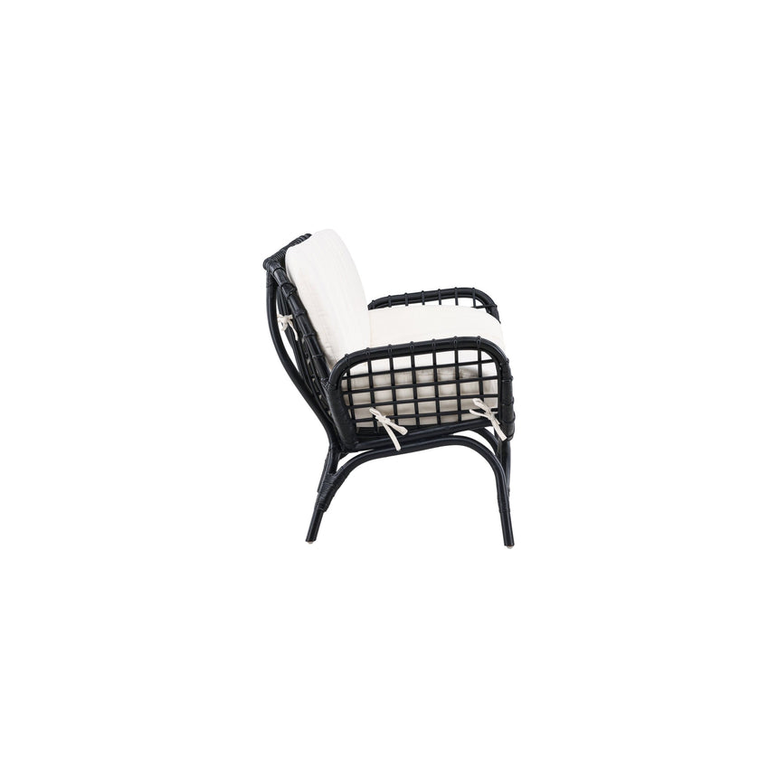 Moana 2-Sitzer Sofa - Schwarzes Rattan / Weißes Spunpolyster - ZEN ZONE Furniture