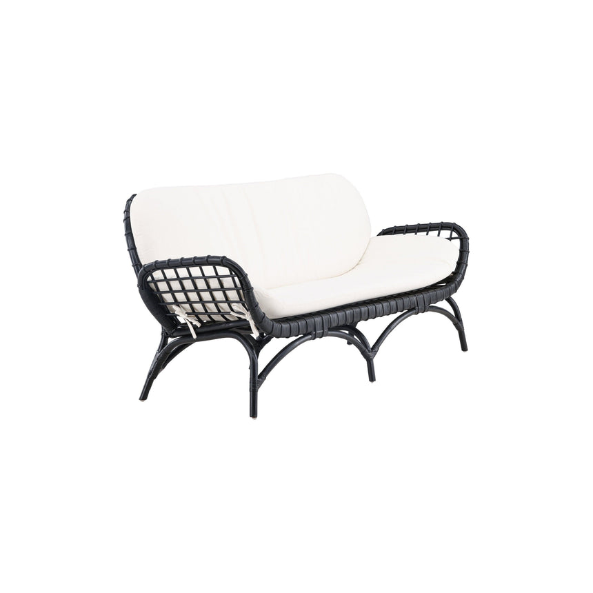 Moana 2-Sitzer Sofa - Schwarzes Rattan / Weißes Spunpolyster - ZEN ZONE Furniture