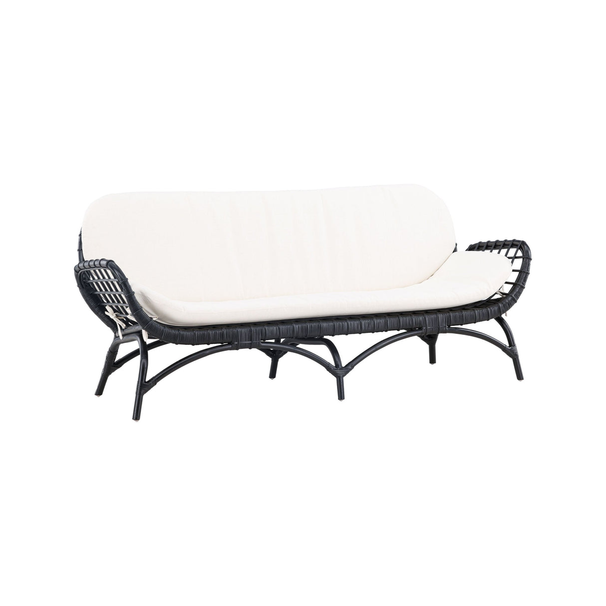 Moana 2-Sitzer Sofa - Schwarzes Rattan / Weißes Spunpolyster - ZEN ZONE Furniture