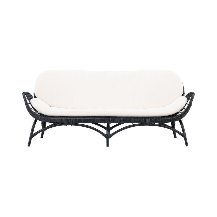 Moana 2-Sitzer Sofa - Schwarzes Rattan / Weißes Spunpolyster - ZEN ZONE Furniture