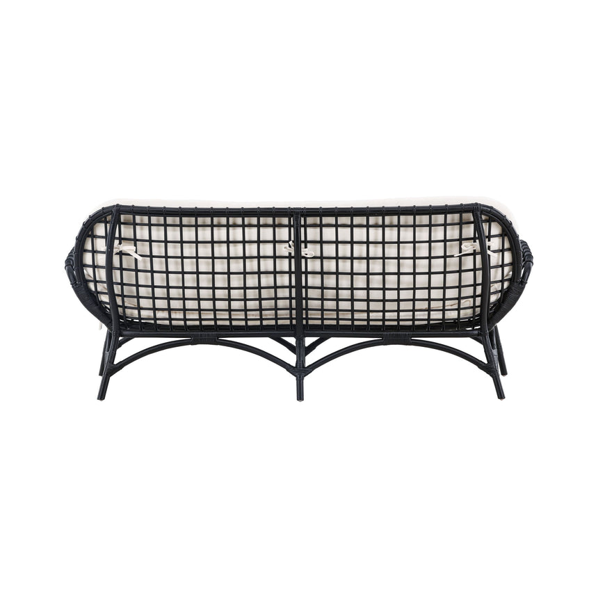Moana 2-Sitzer Sofa - Schwarzes Rattan / Weißes Spunpolyster - ZEN ZONE Furniture