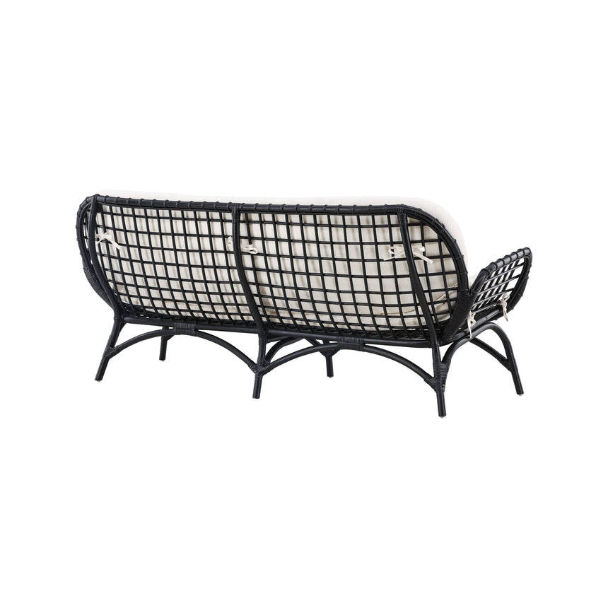 Moana 2-Sitzer Sofa - Schwarzes Rattan / Weißes Spunpolyster - ZEN ZONE Furniture