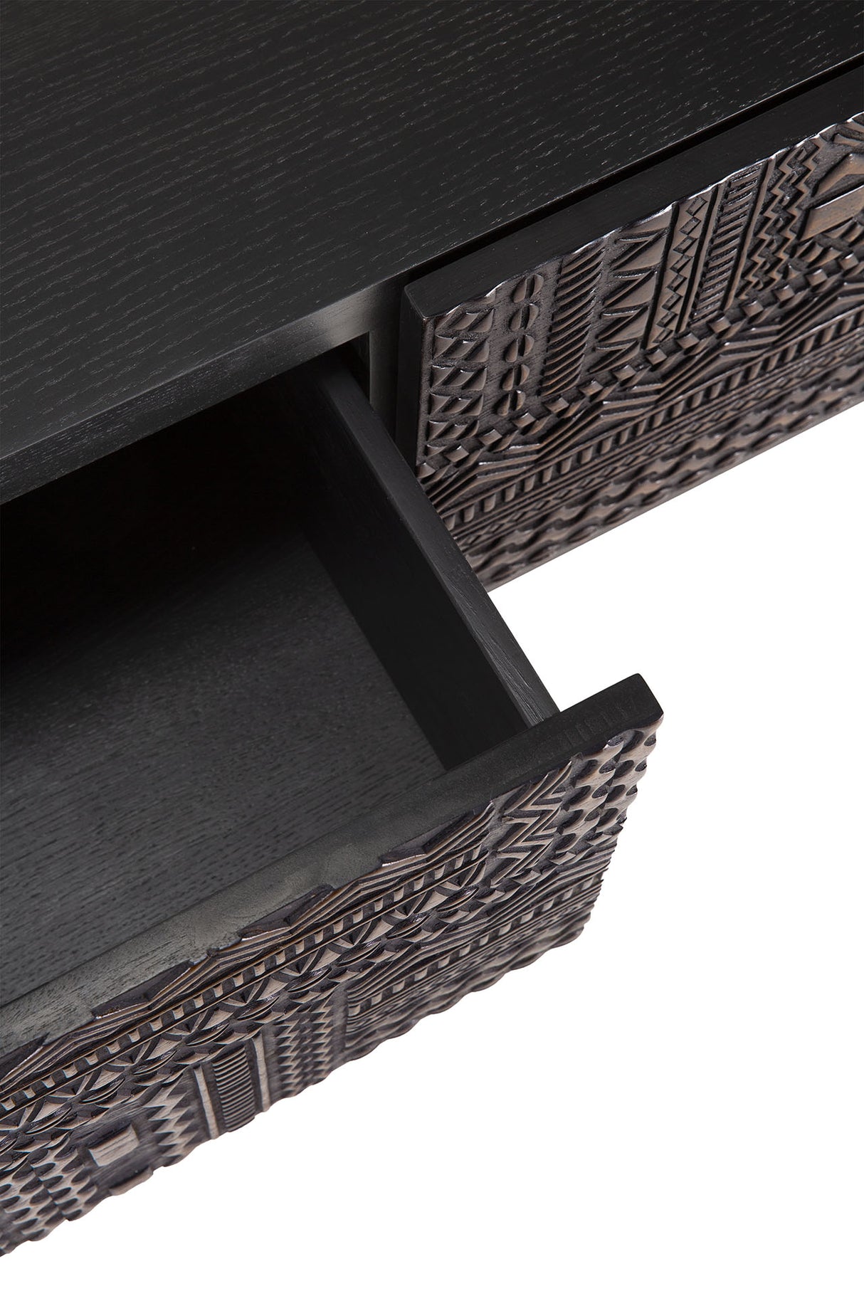 Tabwa TV-Schrank - lackiertes Teak - off black - 1 Klapptür - 1 Schublade - 160 x 45 x 51 cm - ZEN ZONE Furniture