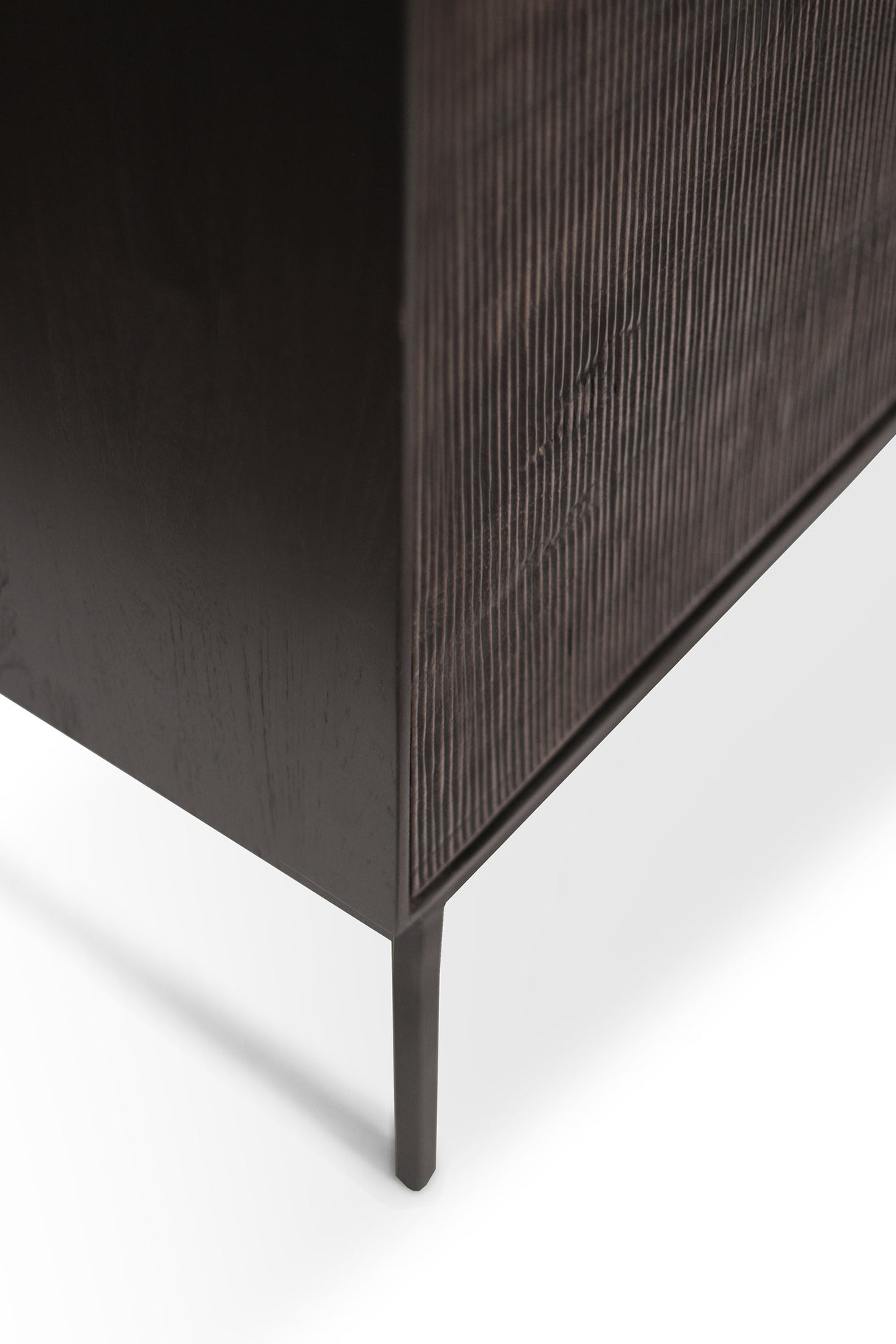 Grooves Sideboard - lackiertes Teak - off black - 4 Türen - 202 x 45 x 87 cm - ZEN ZONE Furniture