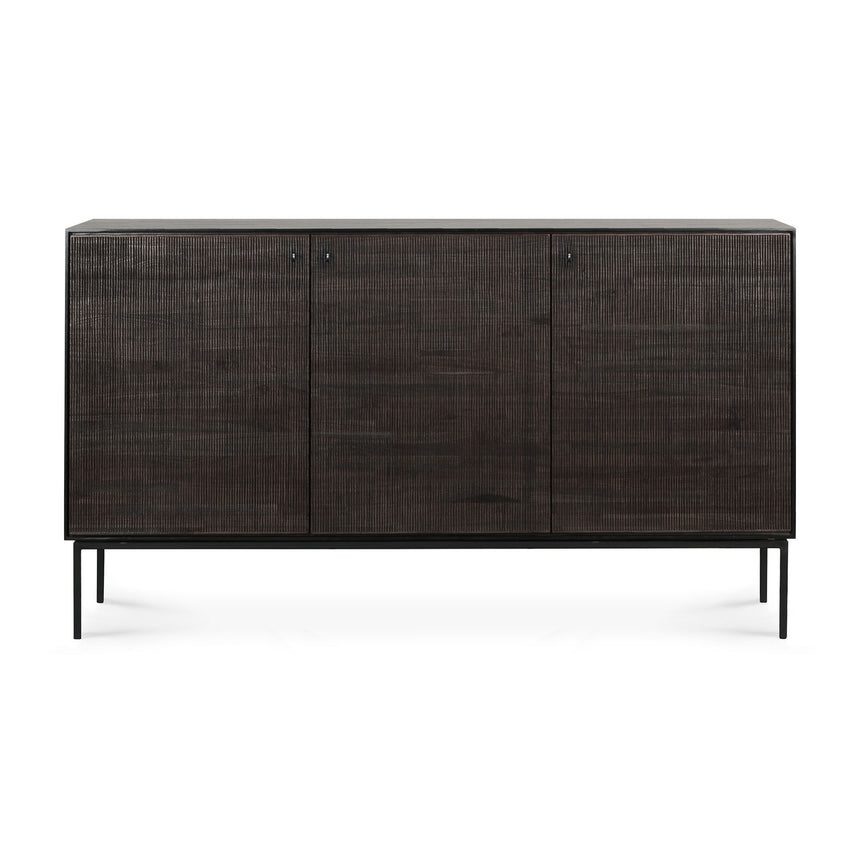 Grooves Sideboard - lackiertes Teak - off black - 3 Türen - 152 x 45 x 87 cm - ZEN ZONE Furniture