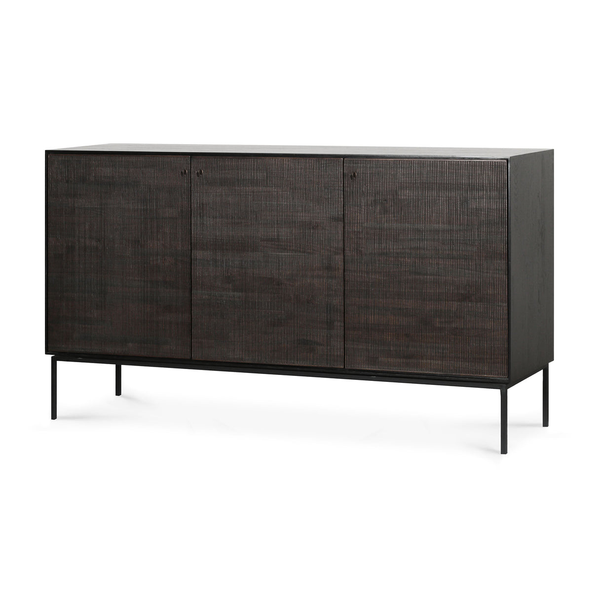 Grooves Sideboard - lackiertes Teak - off black - 3 Türen - 152 x 45 x 87 cm - ZEN ZONE Furniture