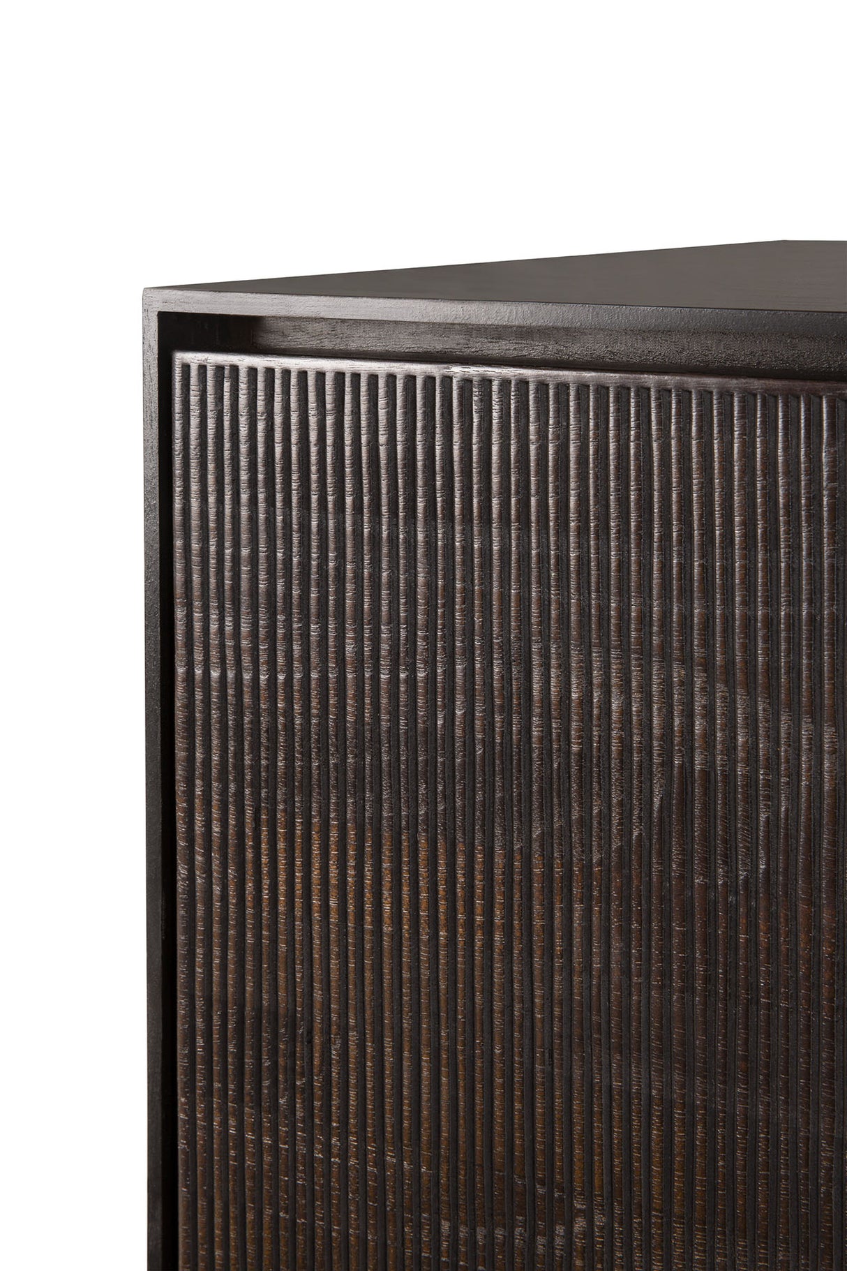 Grooves TV-Schrank - lackiertes Teak - off black - 1 Klapptür - 2 Schubladen - 242 x 45 x 53 cm - ZEN ZONE Furniture