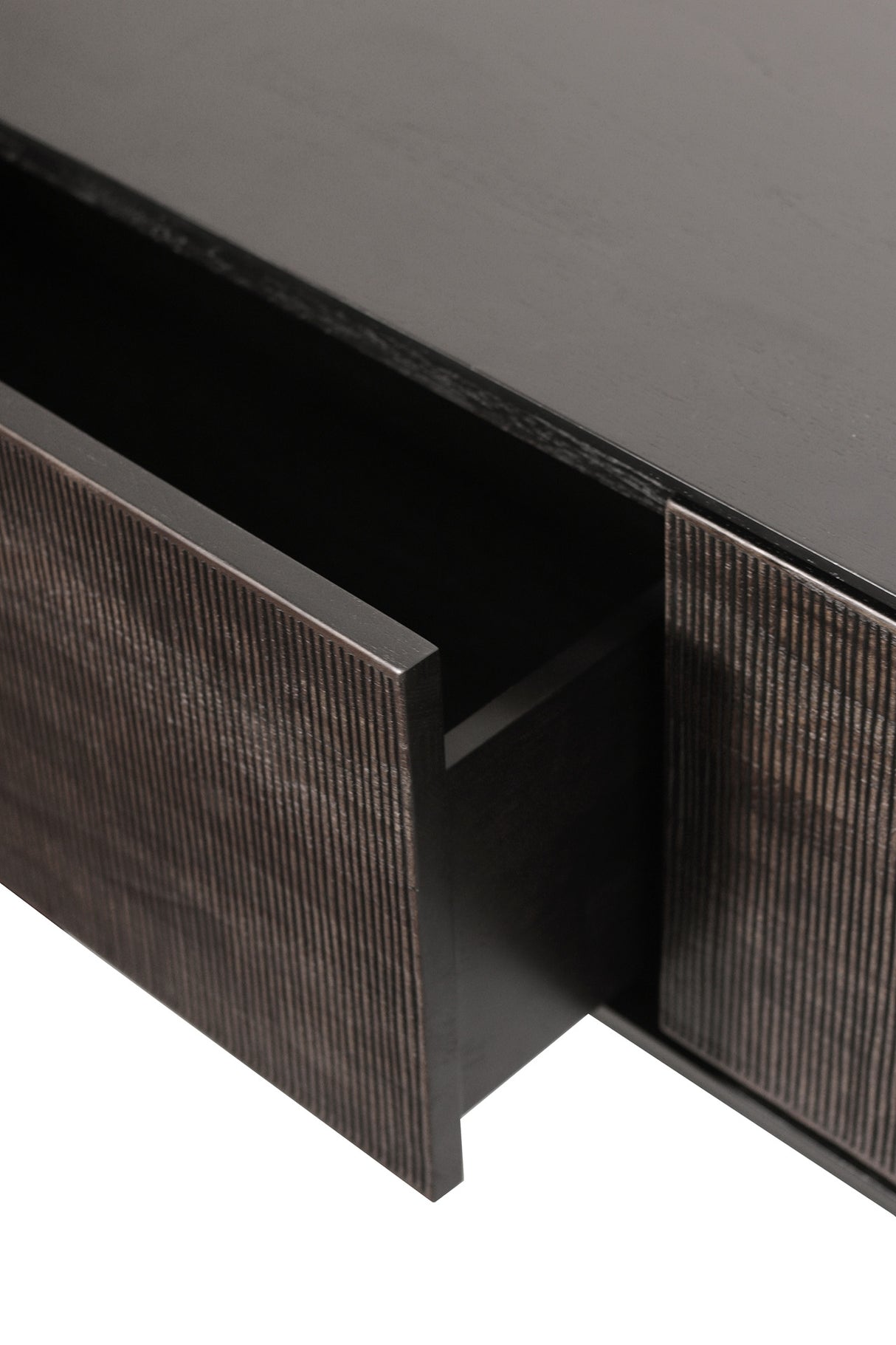 Grooves TV-Schrank - lackiertes Teak - off black - 1 Klapptür - 1 Schublade - 162 x 45 x 53 cm - ZEN ZONE Furniture