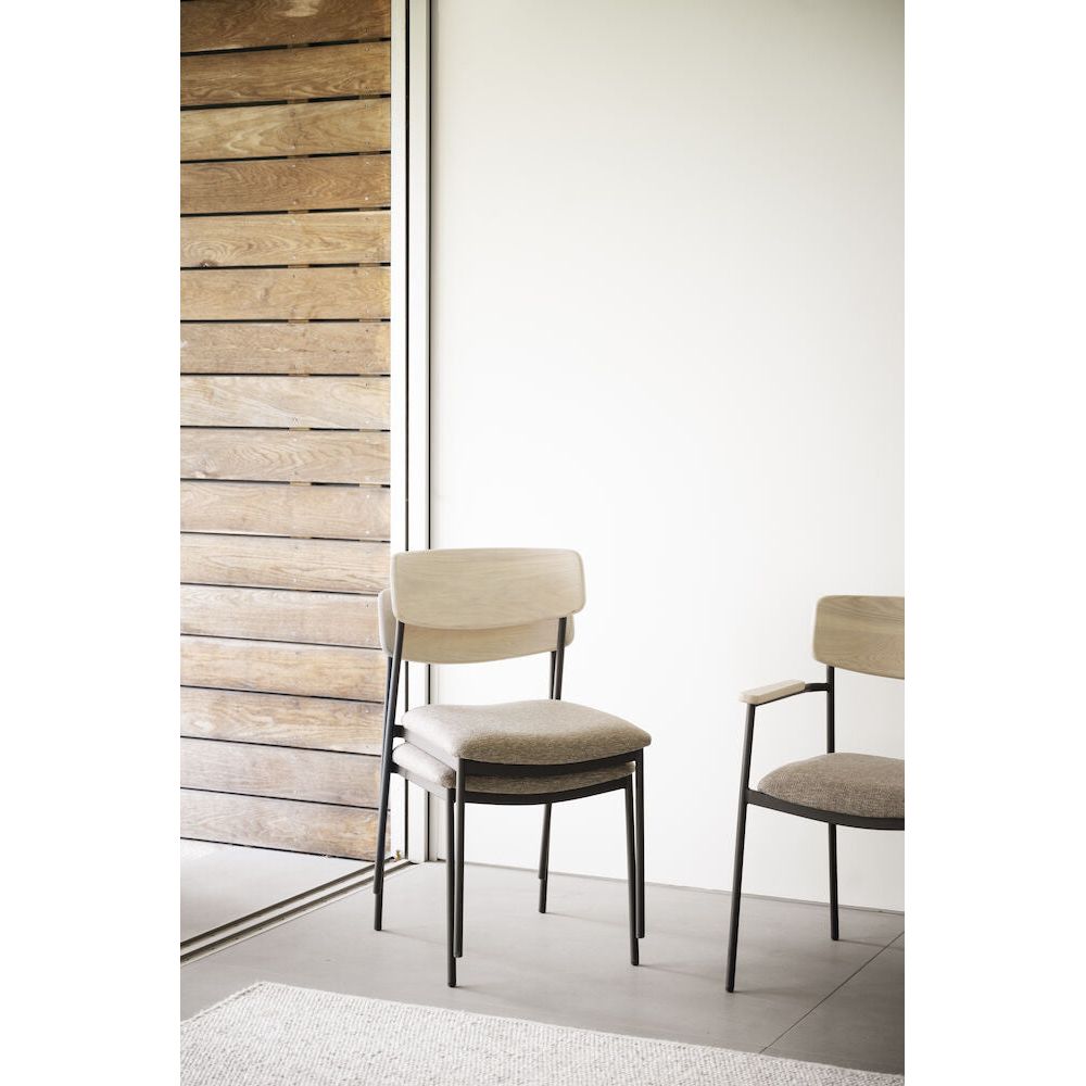 MAYMONT Esszimmerstuhl Weiß pigmentiert/dunkelbeige/schwarz 50x53x83cm - ZEN ZONE