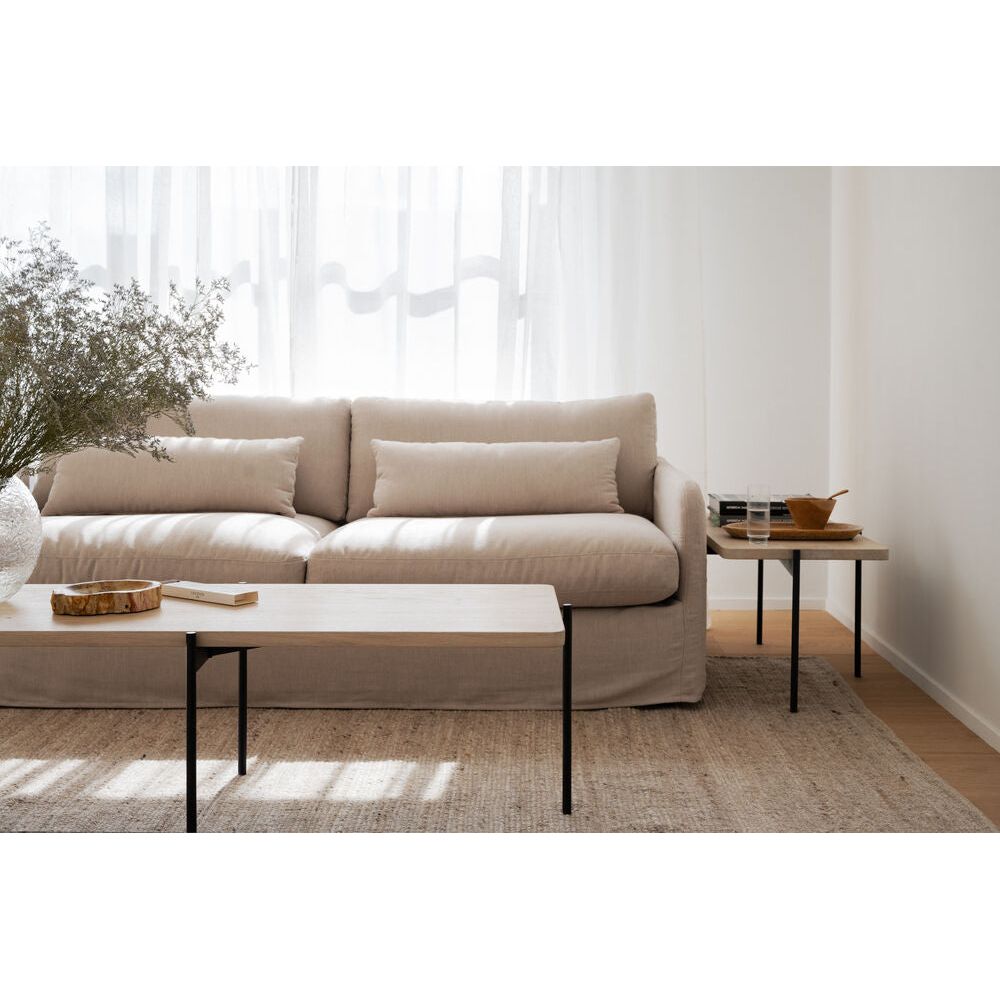 SHELTON Couchtisch Weiß pigmentiert/Schwarz 145x60x45cm - ZEN ZONE Furniture