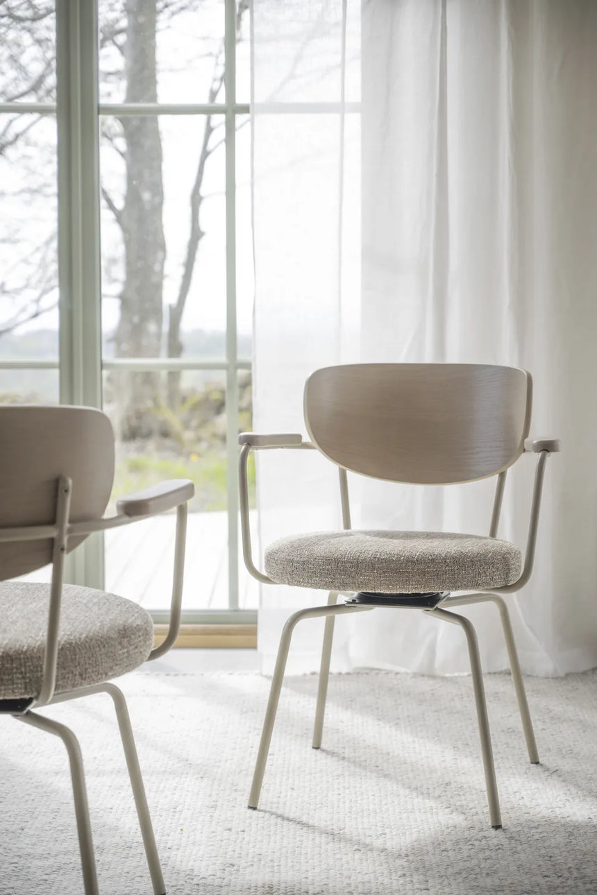 MERRICK Essstuhl Dunkelbeige/Weiß pigmentiert/Beige 60x62x81cm - ZEN ZONE Furniture