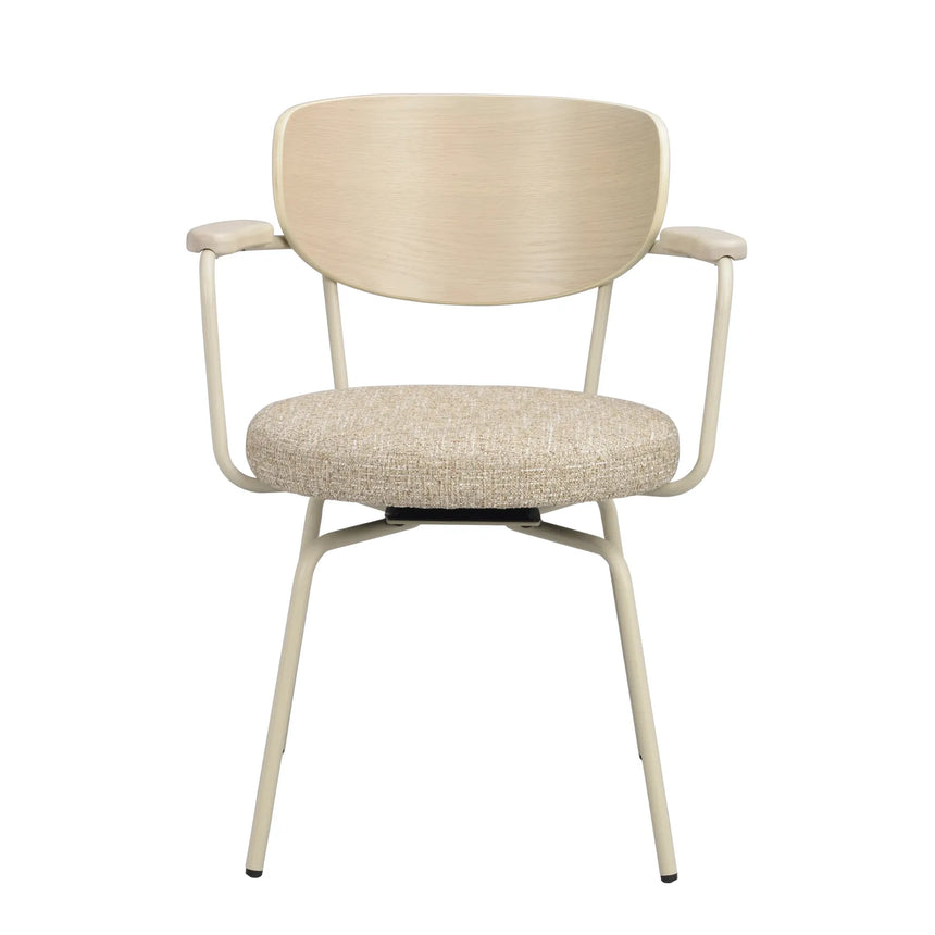 MERRICK Essstuhl Dunkelbeige/Weiß pigmentiert/Beige 60x62x81cm - ZEN ZONE Furniture