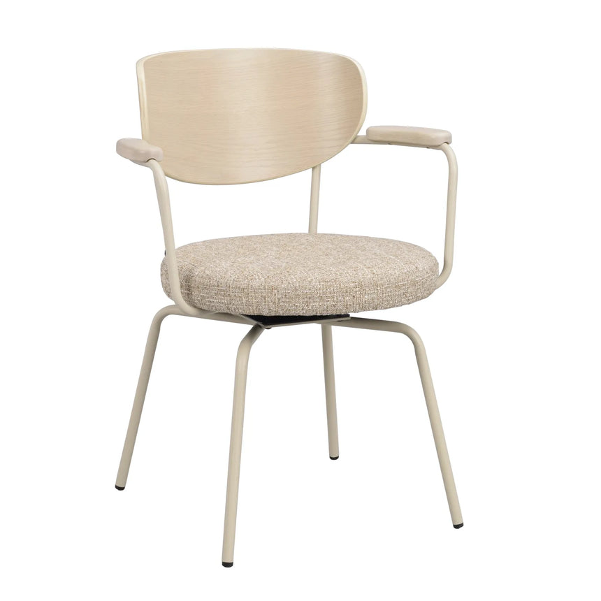 MERRICK Essstuhl Dunkelbeige/Weiß pigmentiert/Beige 60x62x81cm - ZEN ZONE Furniture
