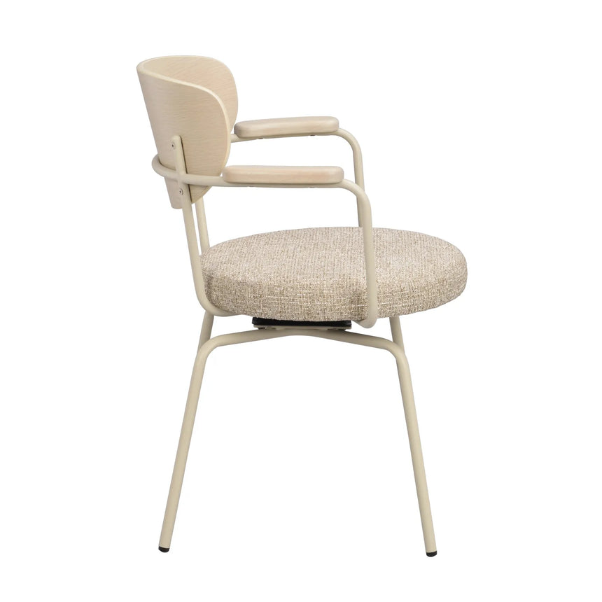 MERRICK Essstuhl Dunkelbeige/Weiß pigmentiert/Beige 60x62x81cm - ZEN ZONE Furniture