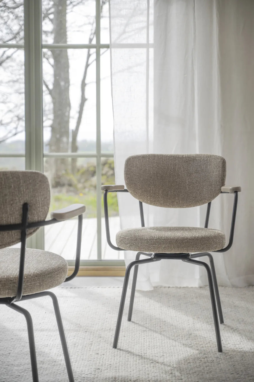 MERRICK Essstuhl Dunkelbeige/schwarz 60x62x81cm - ZEN ZONE Furniture