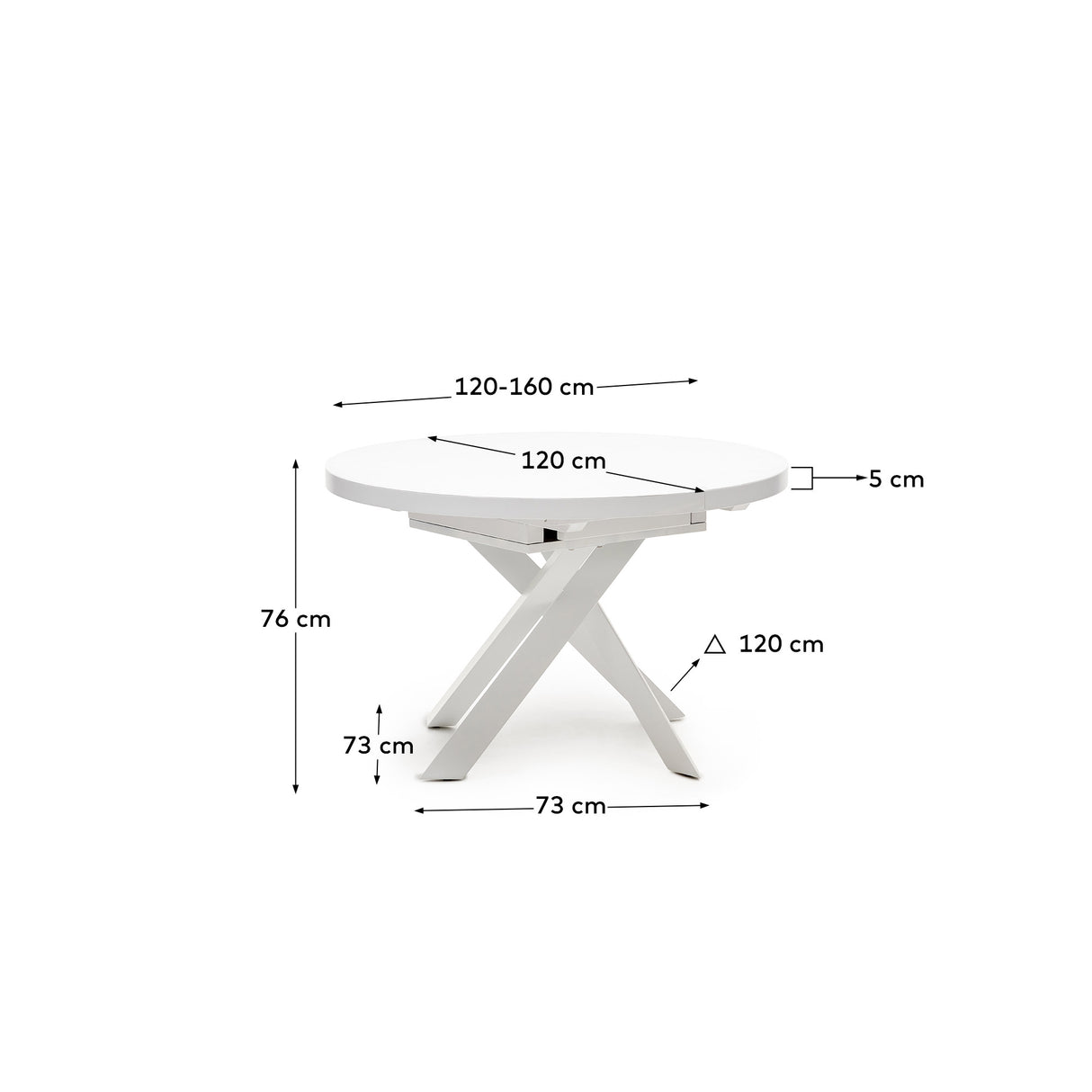 Vashti Ausziehtisch Weiss Ø 120 x 120 oder 160 cm - ZEN ZONE Furniture