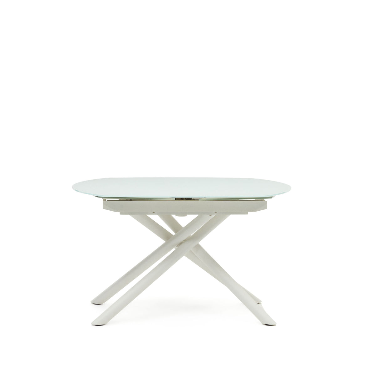 Yodalia Ausziehtisch aus getempertem Glas und Stahlbeine mit weißem Finish 130(190)x100 cm - ZEN ZONE Furniture