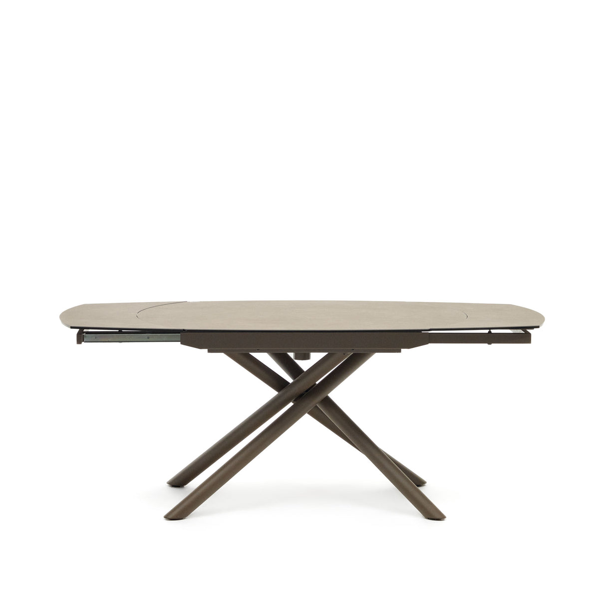 Yodalia Ausziehtisch mit Feinsteinzeugplatte und Stahlbeine braun 130(190)x100 cm - ZEN ZONE Furniture