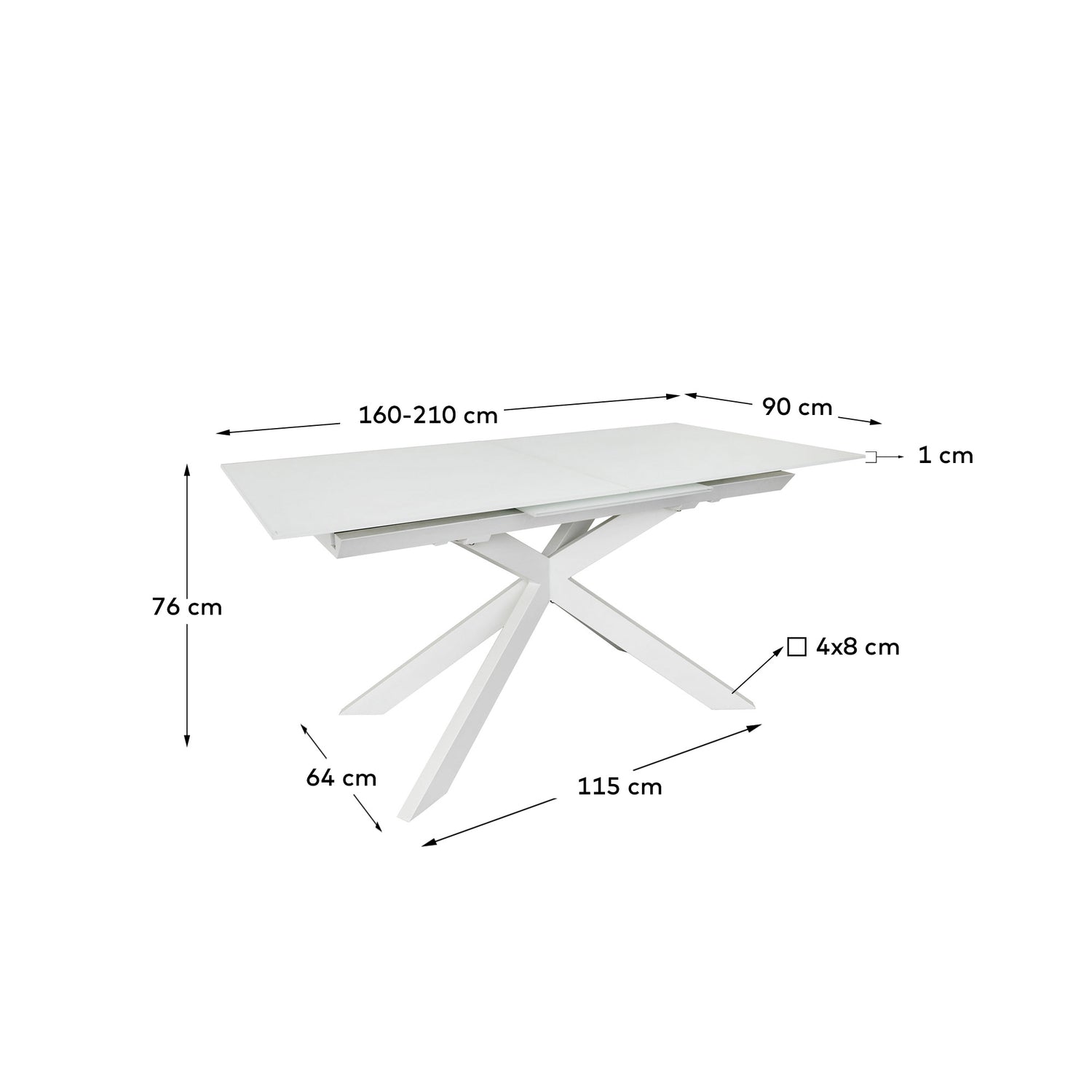 Atminda Ausziehtisch Weiss 160 (210) x 90 cm - ZEN ZONE Furniture
