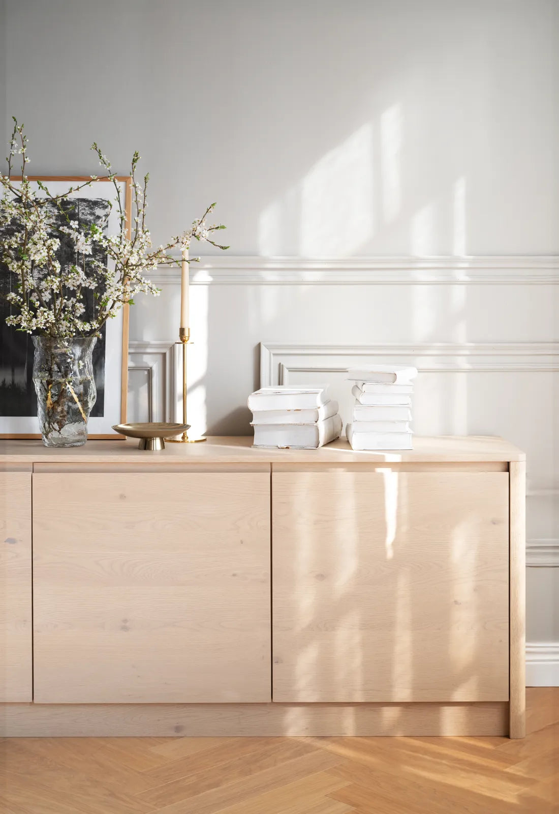 MELSTONE Sideboard aus Eiche Weiß pigmentiert 40x180x70cm - ZEN ZONE Furniture