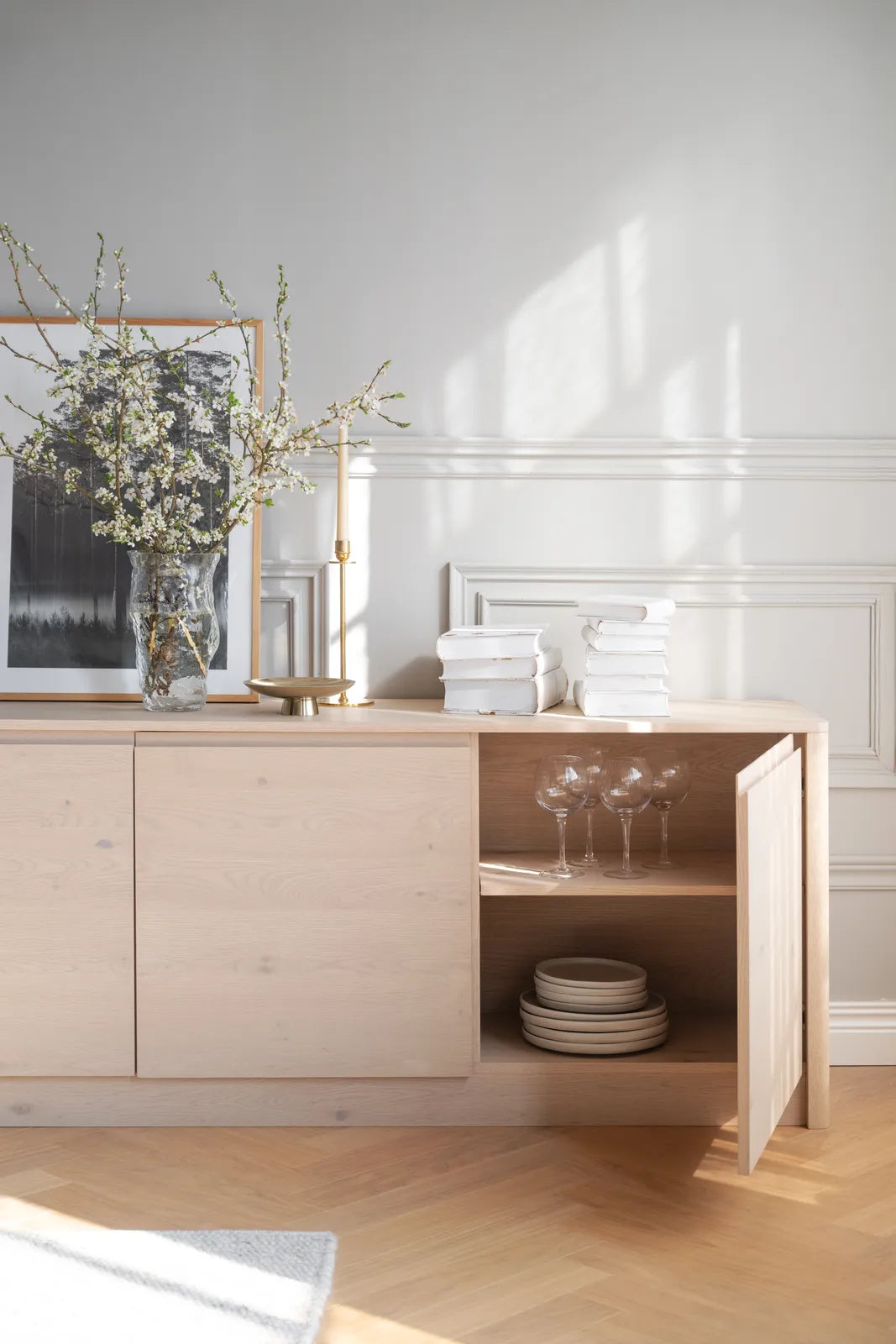 MELSTONE Sideboard aus Eiche Weiß pigmentiert 40x180x70cm - ZEN ZONE Furniture