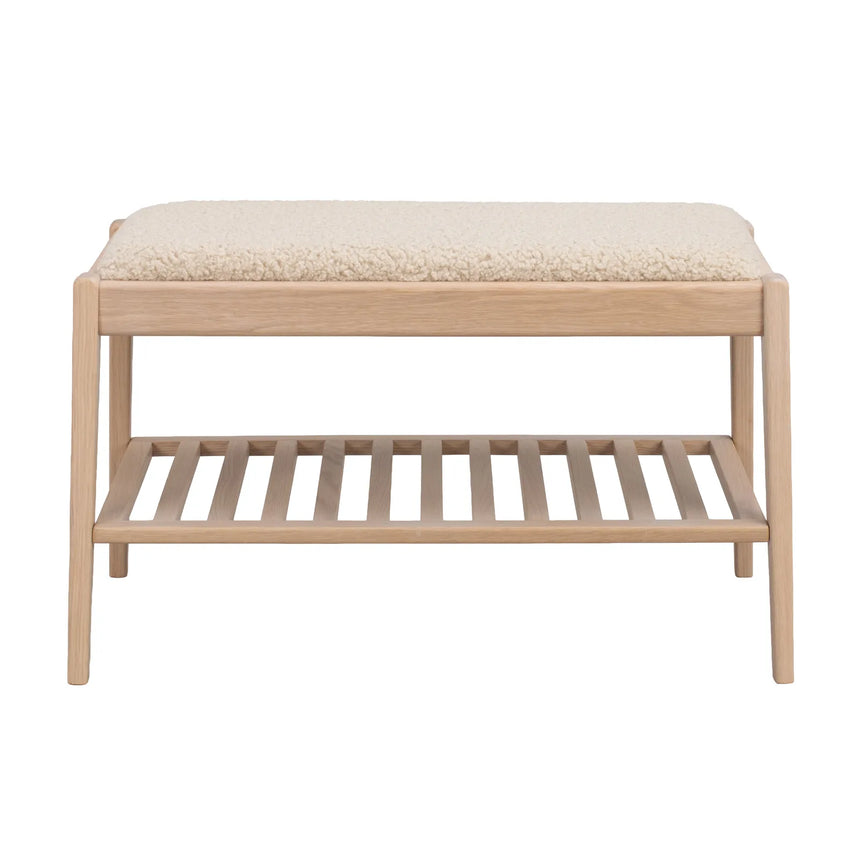 Banc d'entrée GARRICK en chêne, Lamb #05 beige, 80x45x47 cm