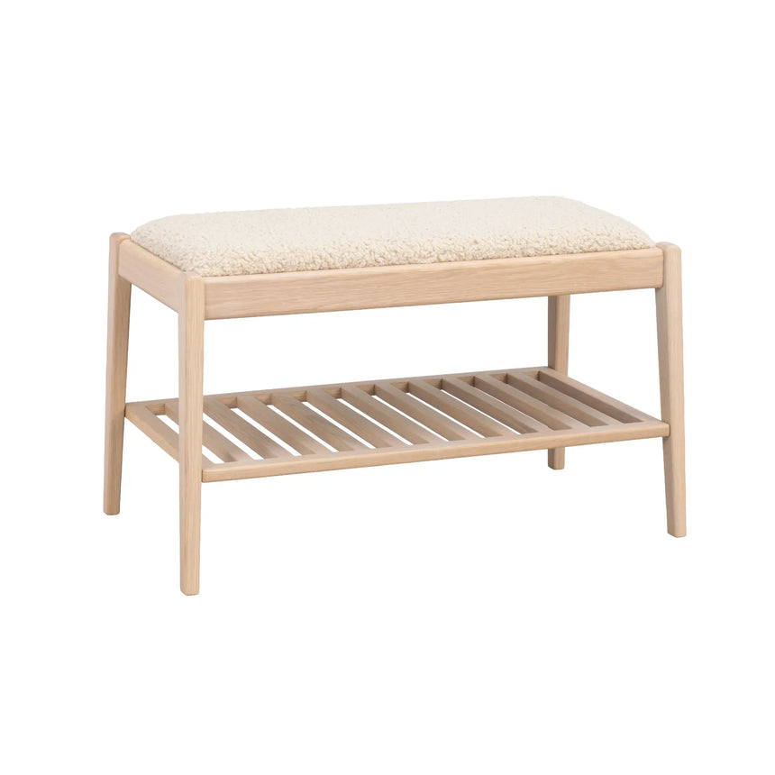 Banc d'entrée GARRICK en chêne, Lamb #05 beige, 80x45x47 cm