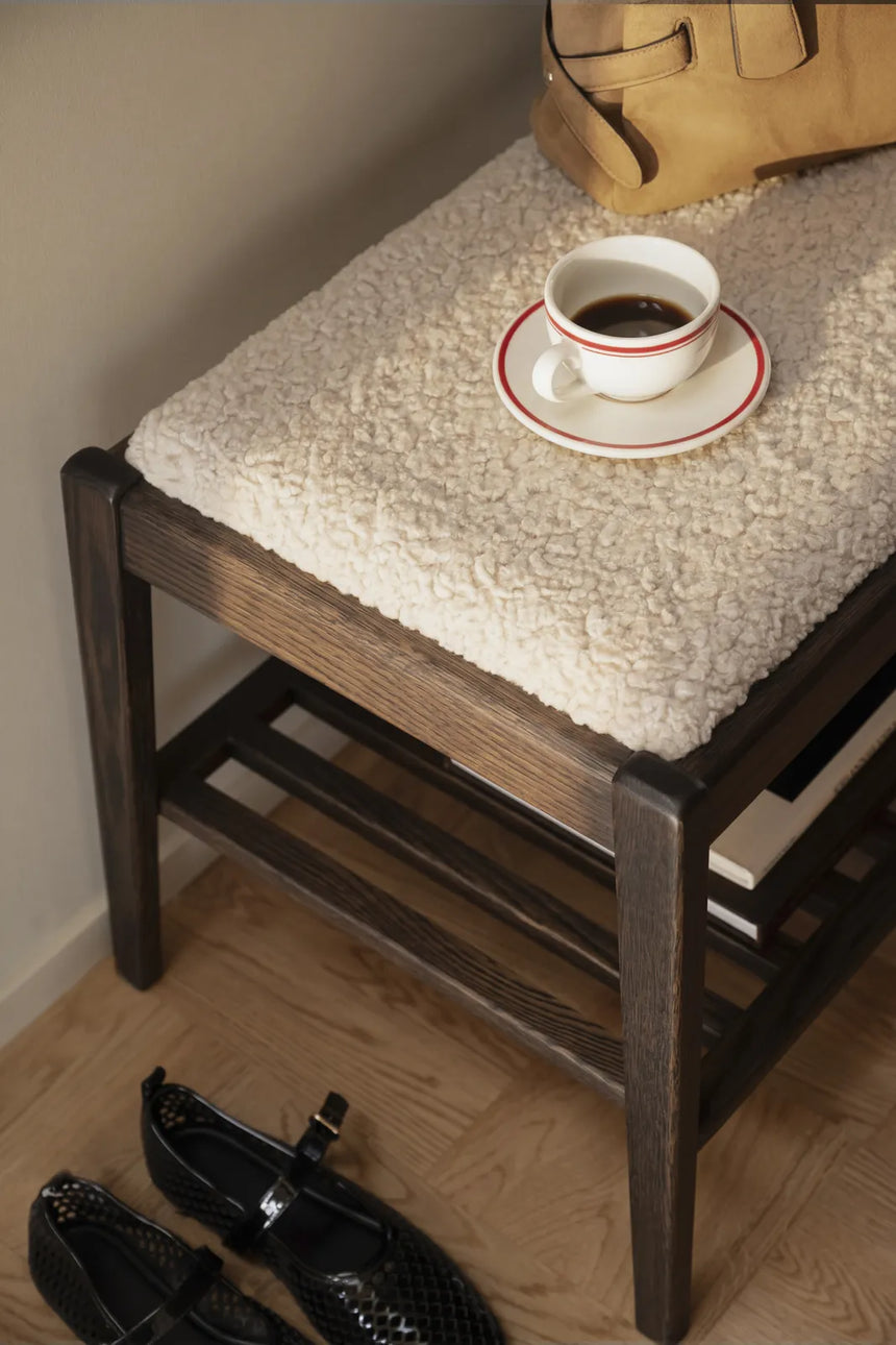 Banc d'entrée GARRICK en chêne, Lamb #05 beige, 80x45x47 cm