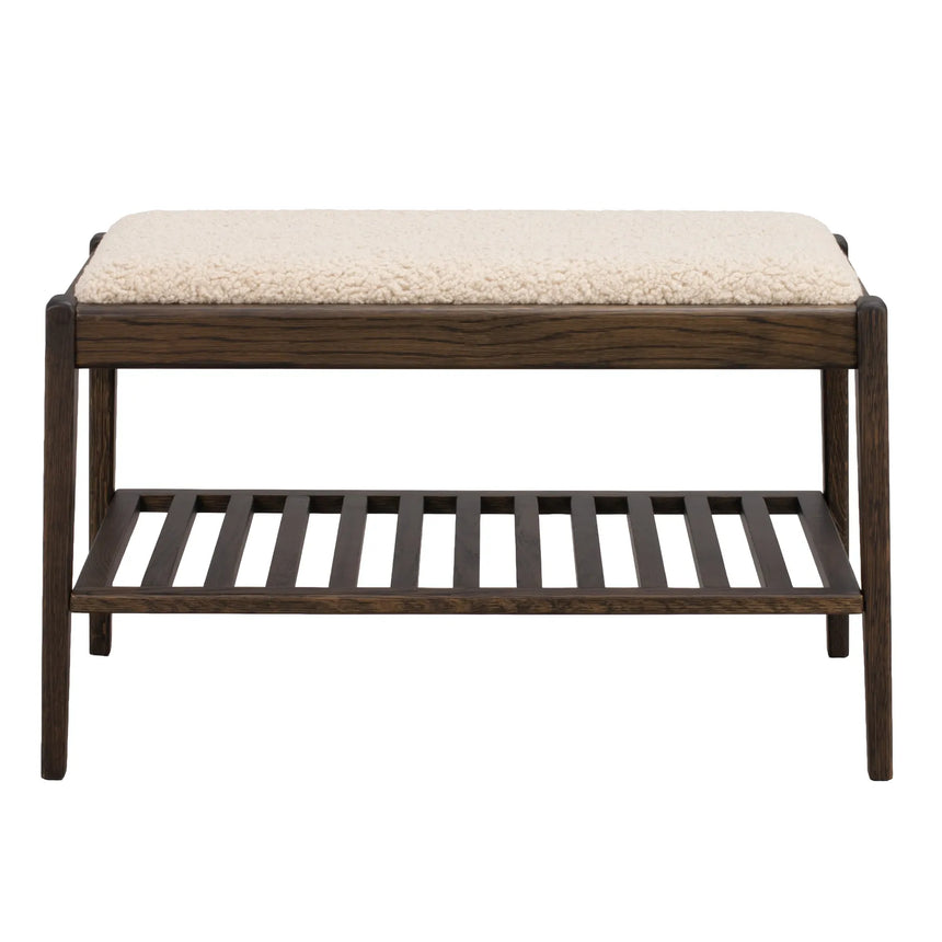 Banc d'entrée GARRICK en chêne, Lamb #05 beige, 80x45x47 cm