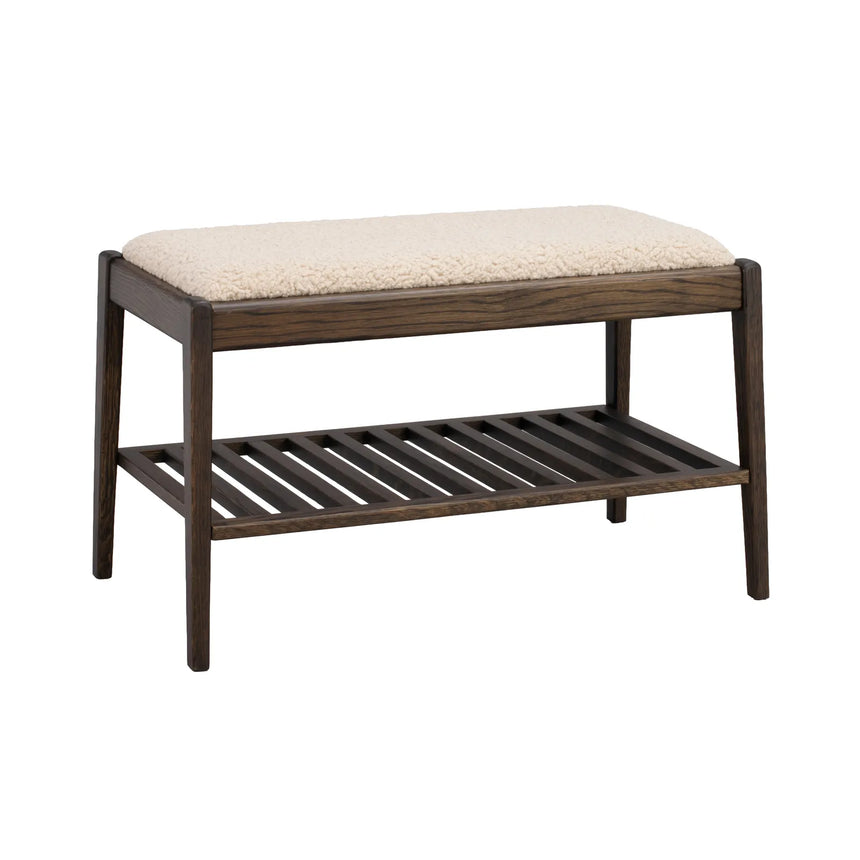 Banc d'entrée GARRICK en chêne, Lamb #05 beige, 80x45x47 cm