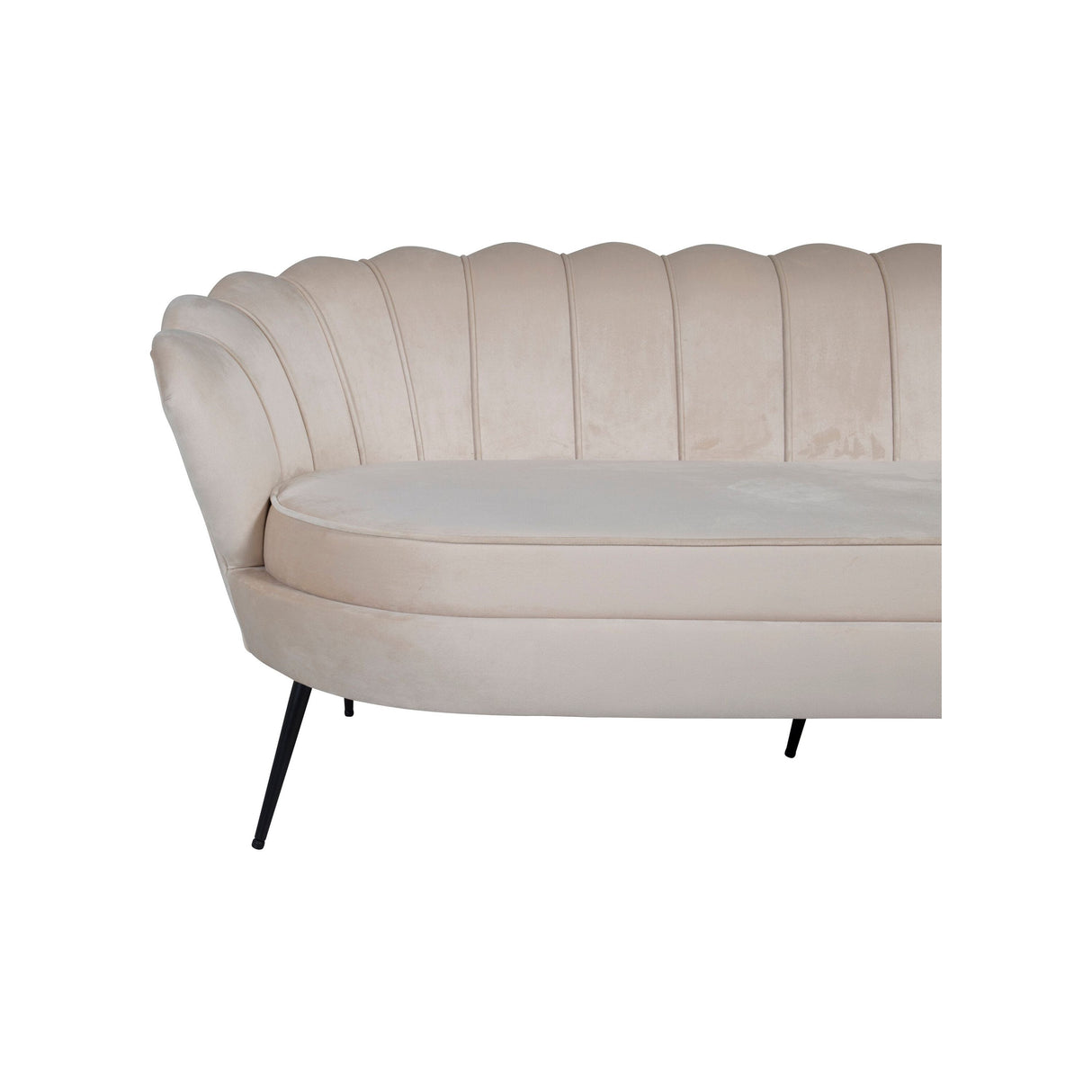 Calais 3-Sitzer Sofa - Beige Samt - Schwarze Beine - ZEN ZONE Furniture