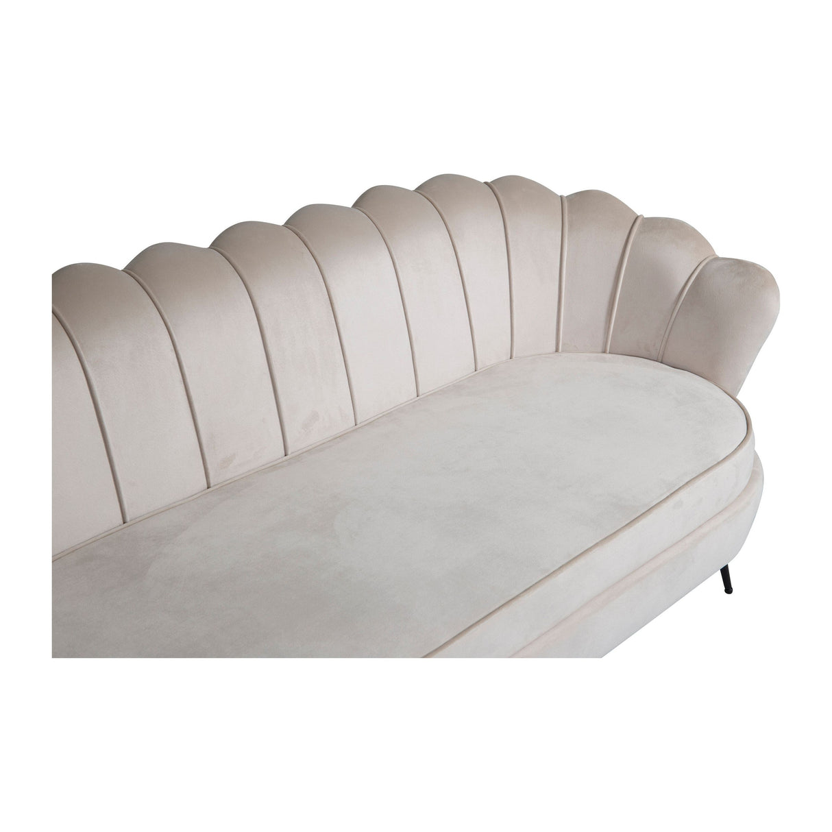 Calais 3-Sitzer Sofa - Beige Samt - Schwarze Beine - ZEN ZONE Furniture