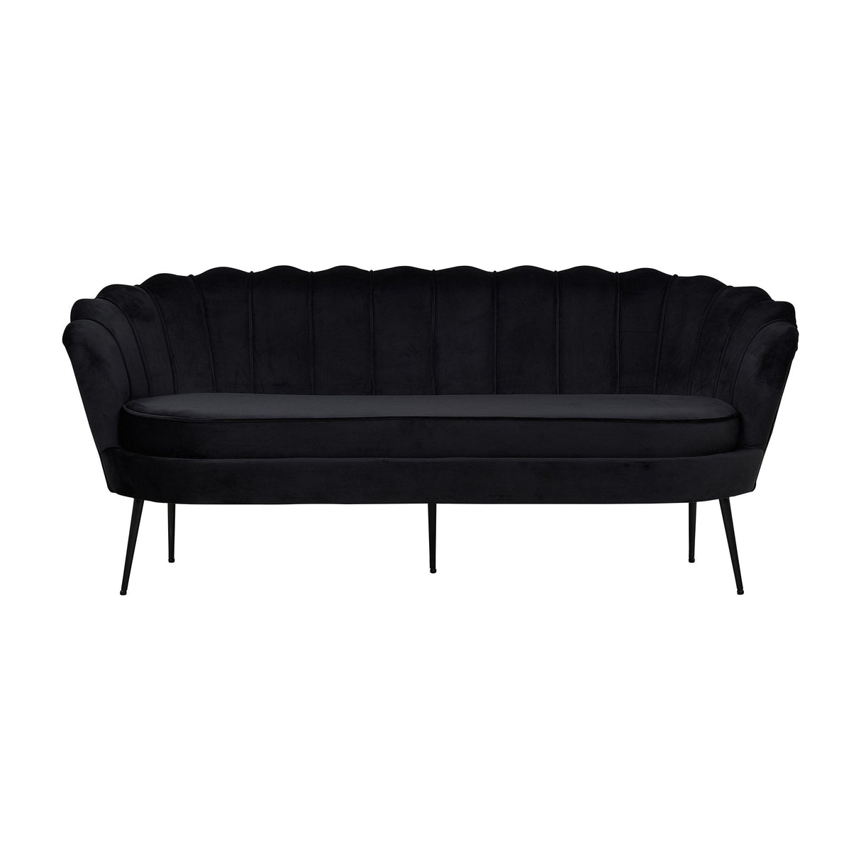 Calais 3-Sitzer Sofa - Schwarzer Samt - Schwarze Beine - ZEN ZONE Furniture