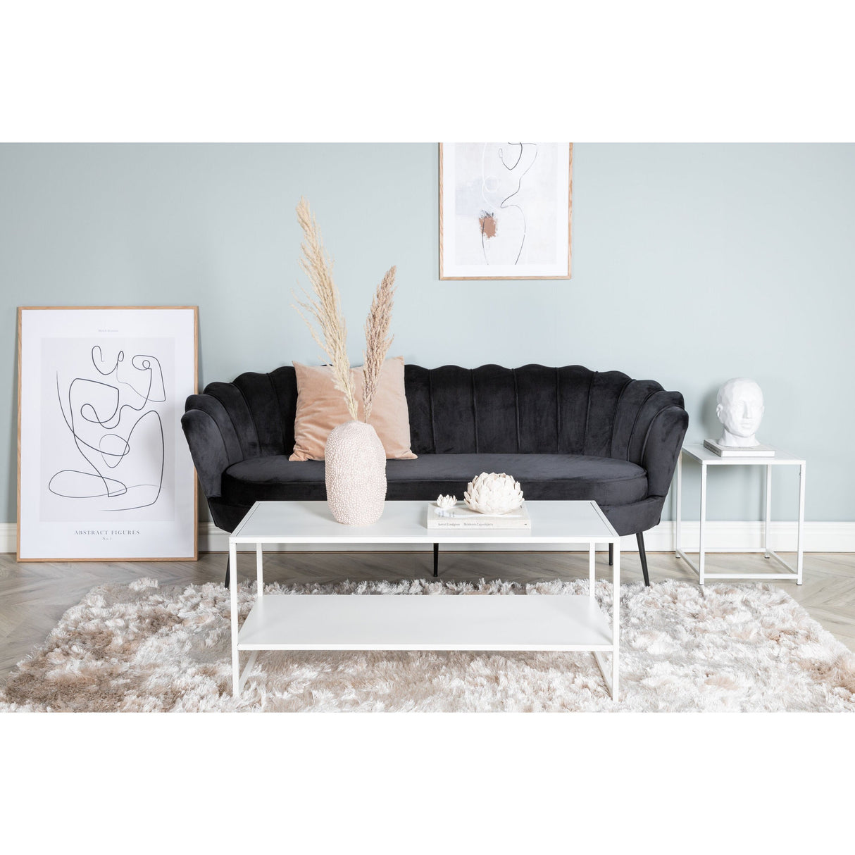 Calais 3-Sitzer Sofa - Schwarzer Samt - Schwarze Beine - ZEN ZONE Furniture