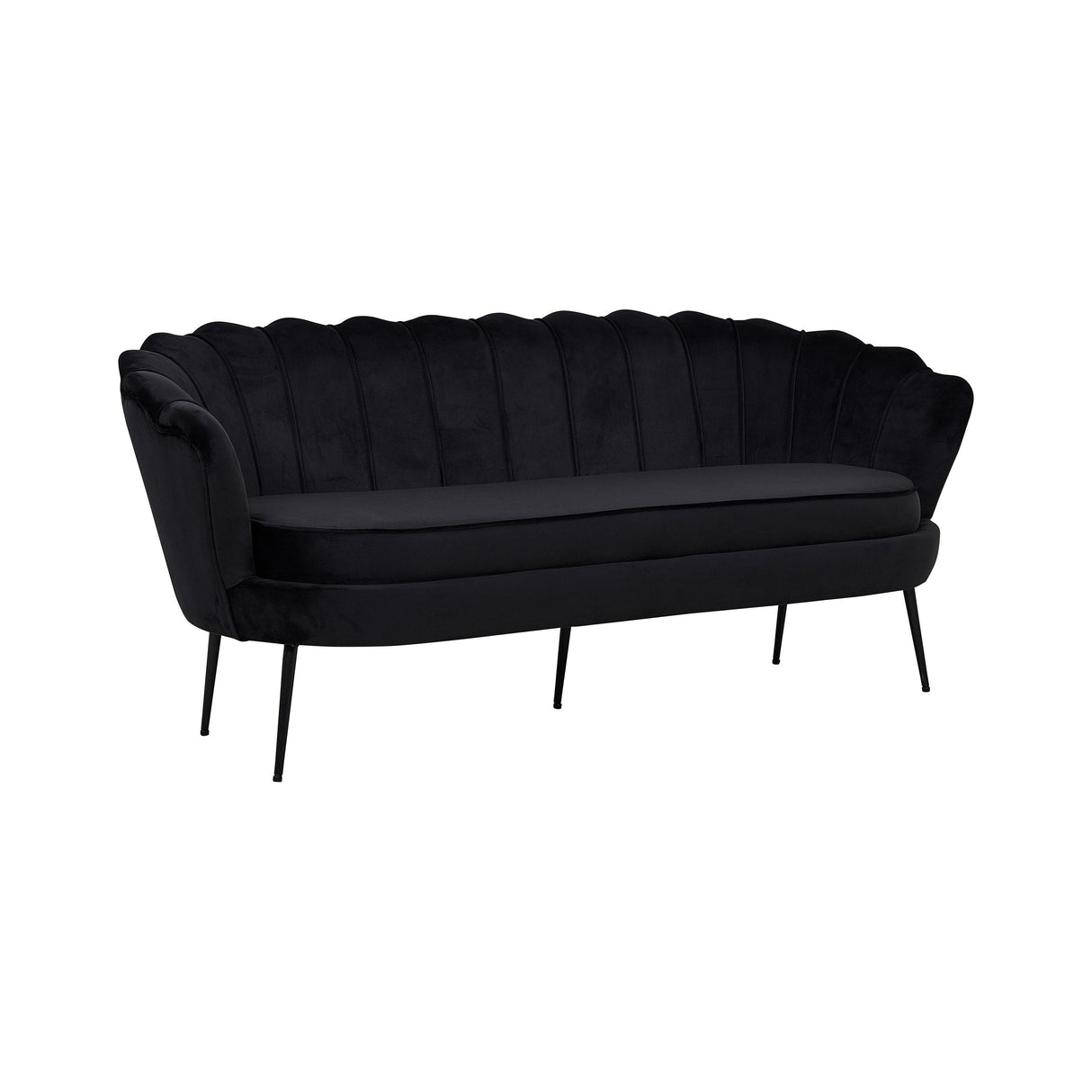 Calais 3-Sitzer Sofa - Schwarzer Samt - Schwarze Beine - ZEN ZONE Furniture