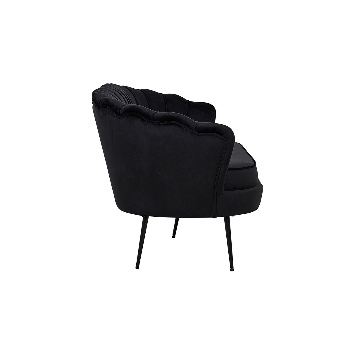 Calais 3-Sitzer Sofa - Schwarzer Samt - Schwarze Beine - ZEN ZONE Furniture