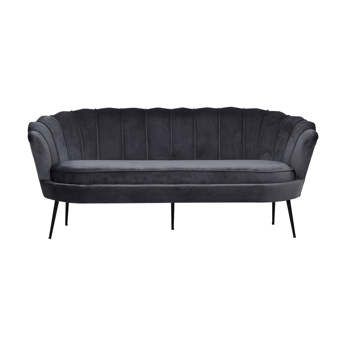 Calais 3-Sitzer Sofa - Dunkelgrauer Samt - Schwarze Beine - ZEN ZONE Furniture