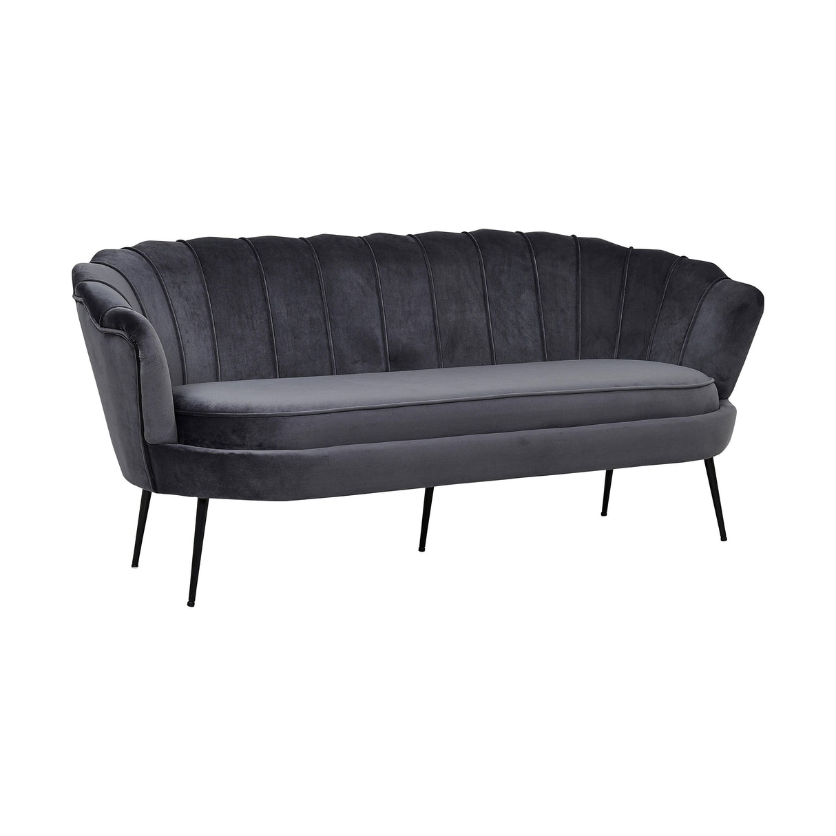 Calais 3-Sitzer Sofa - Dunkelgrauer Samt - Schwarze Beine - ZEN ZONE Furniture